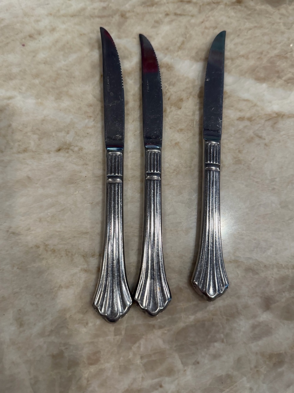 Vintage Estia steak knives in Dorian pattern set of 3